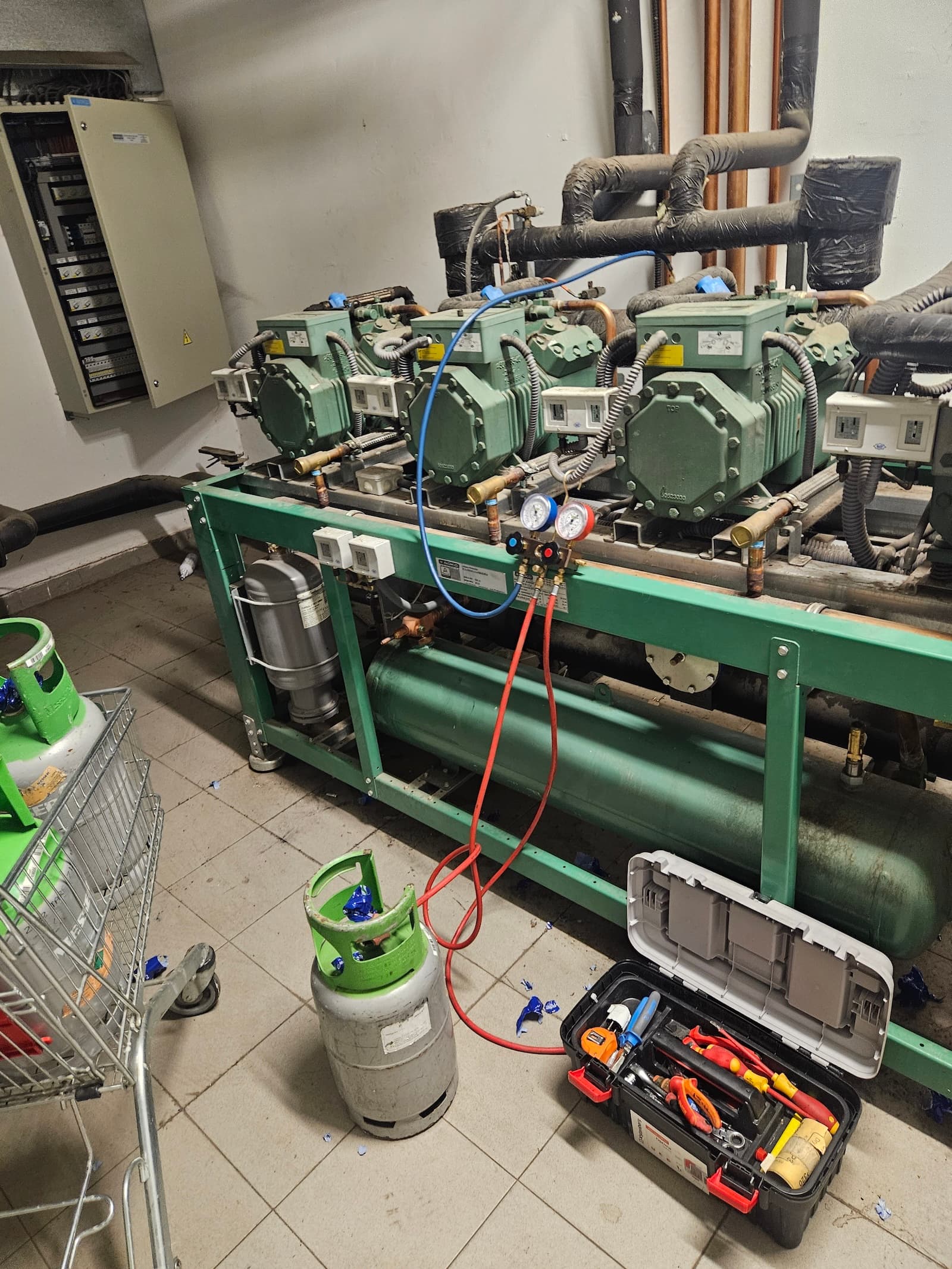 Bitzer kompresorski regal tokom servisa